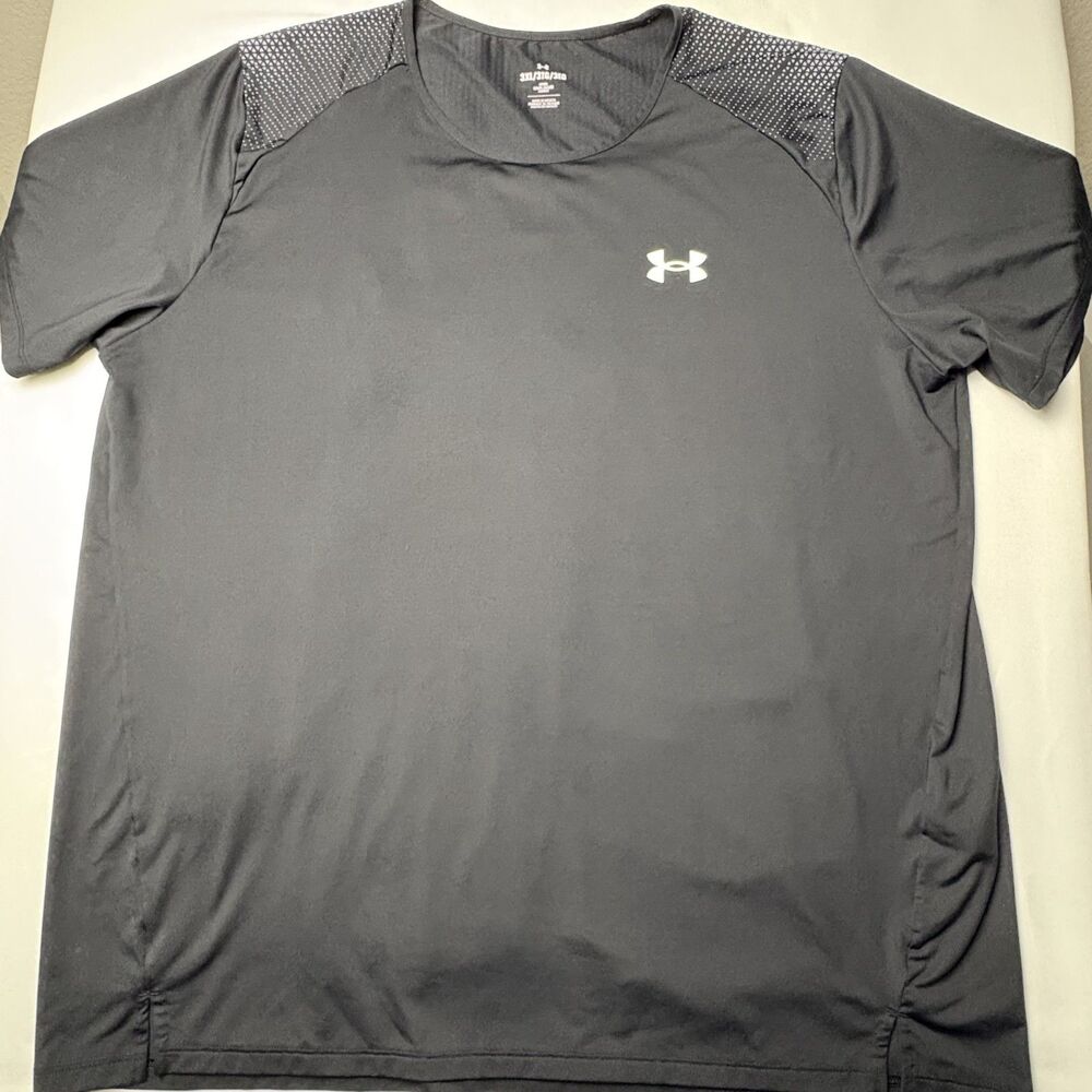 Under Armour Men's 3XL Black Athletic T-Shirt Reflective Triangle Shoulder Print